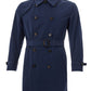 Elegant Blue Double Breasted Trench Coat