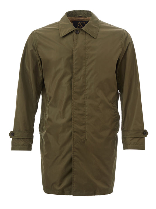 Elegant Green Technical Trench Jacket