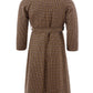 Chic Checkered Wool Long Coat in Brown