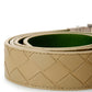 Elegant Dove Grey Intreccio Leather Belt