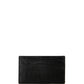 Sleek Black Reptile Leather Card Holder