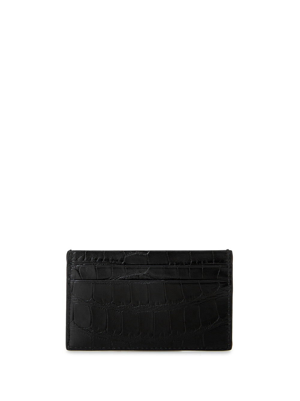 Sleek Black Reptile Leather Card Holder