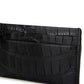 Sleek Black Reptile Leather Card Holder