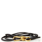 Elegant Black Leather Belt with Gold Accent