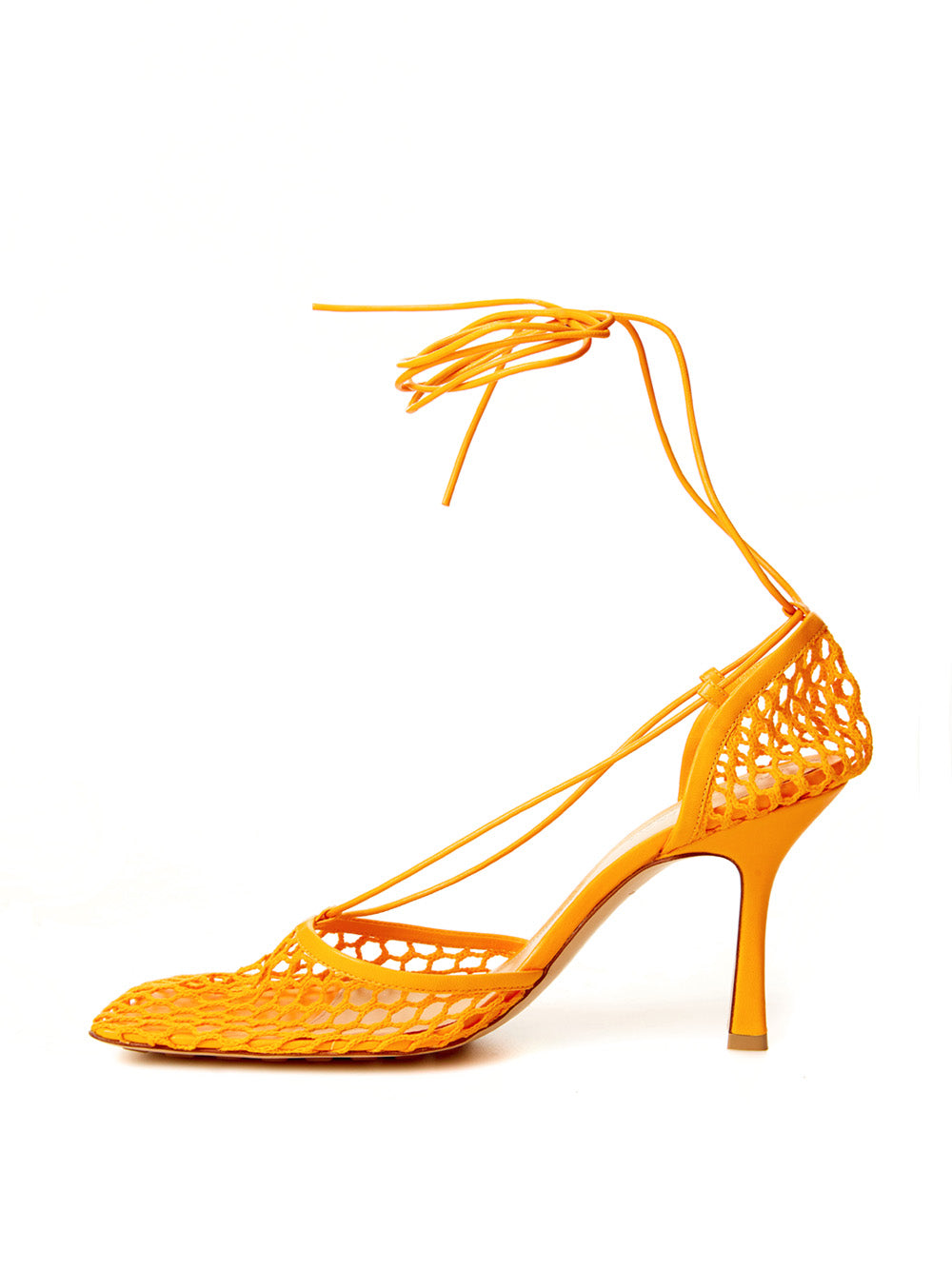 Elegant Orange Leather-Trimmed Pumps