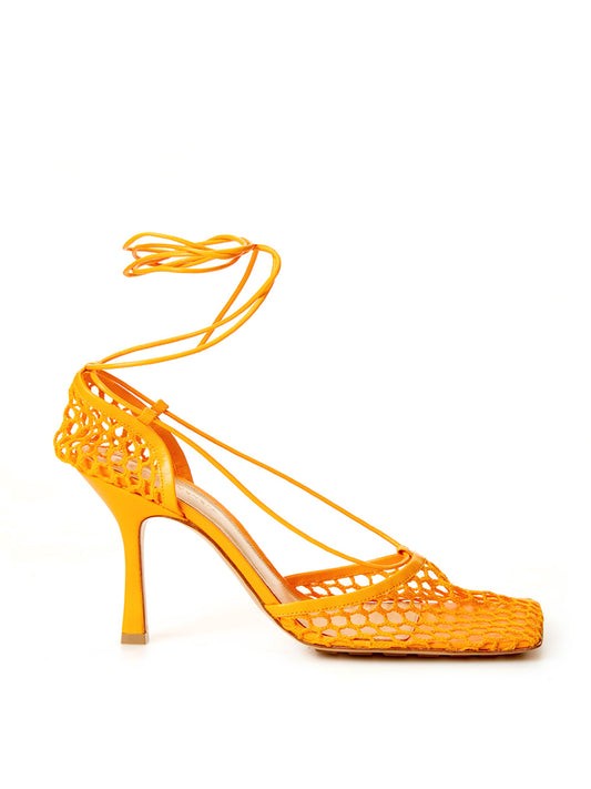 Elegant Orange Leather-Trimmed Pumps