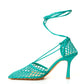 Elegant Green Stretch Leather-Trimmed Pumps
