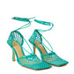 Elegant Green Stretch Leather-Trimmed Pumps