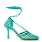 Elegant Green Stretch Leather-Trimmed Pumps