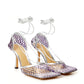 Elegant Silver Stretch Leather Pumps