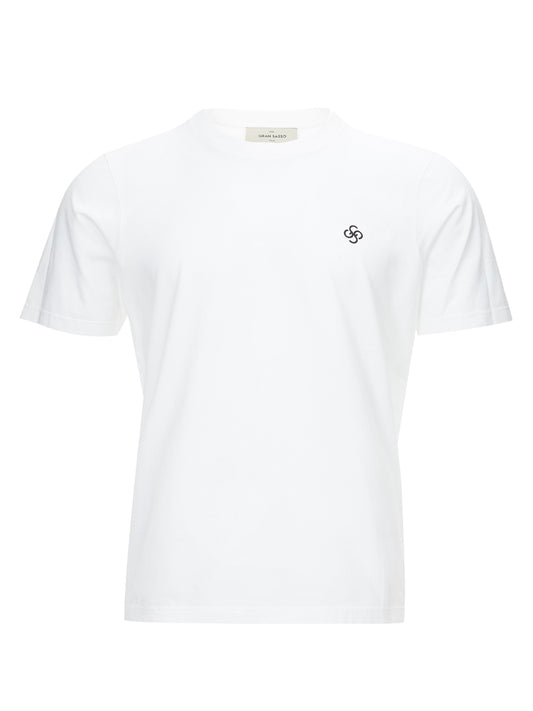 Elegant White Logo Cotton Tee