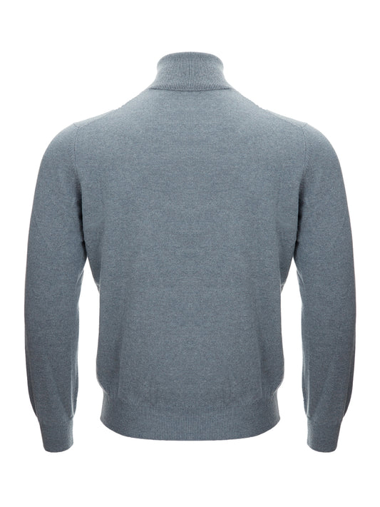 Elegant Grey Cashmere Turtleneck Jumper