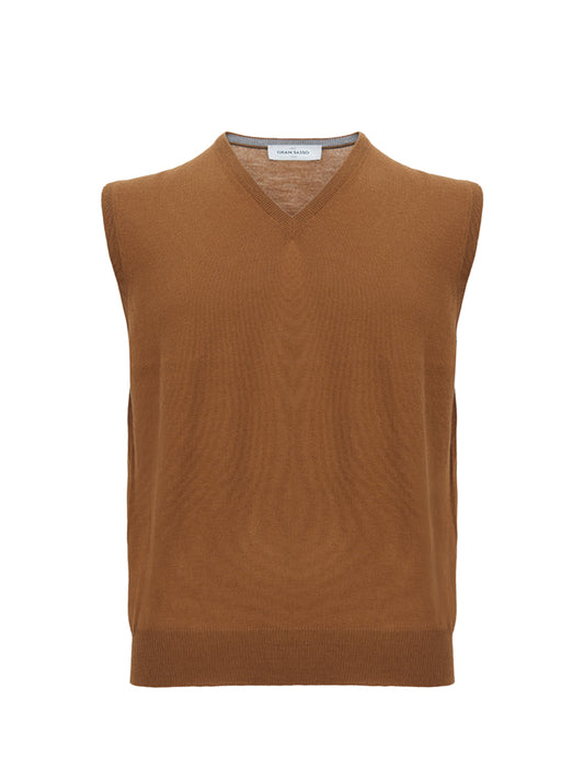 Elegant Italian Wool V-Neck Vest