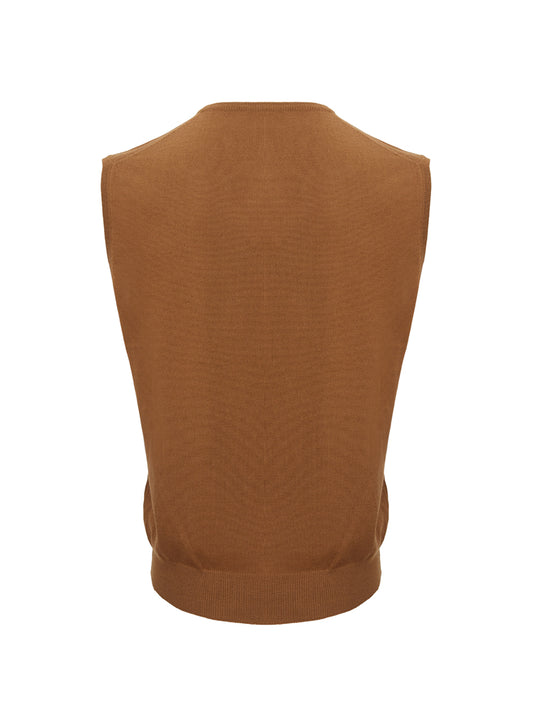 Elegant Italian Wool V-Neck Vest