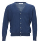 Elegant Blue Wool Cardigan with Pockets