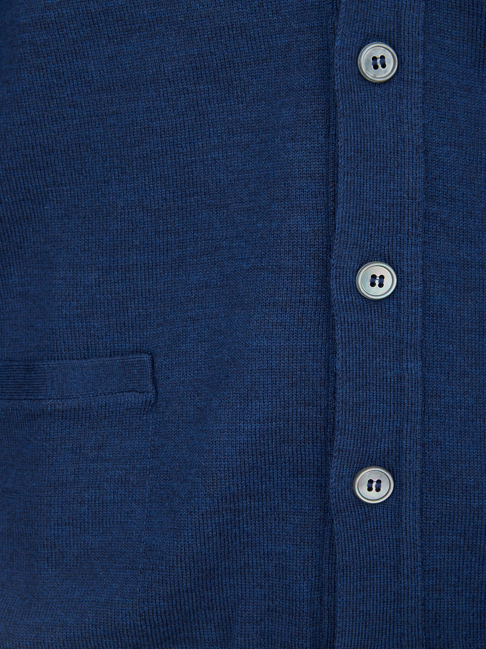 Elegant Blue Wool Cardigan with Pockets