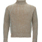 Elegant Bicolor Wool Turtleneck Sweater