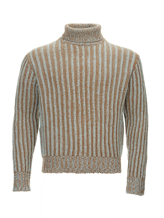 Elegant Bicolor Wool Turtleneck Sweater