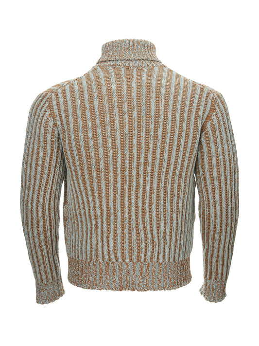 Elegant Bicolor Wool Turtleneck Sweater