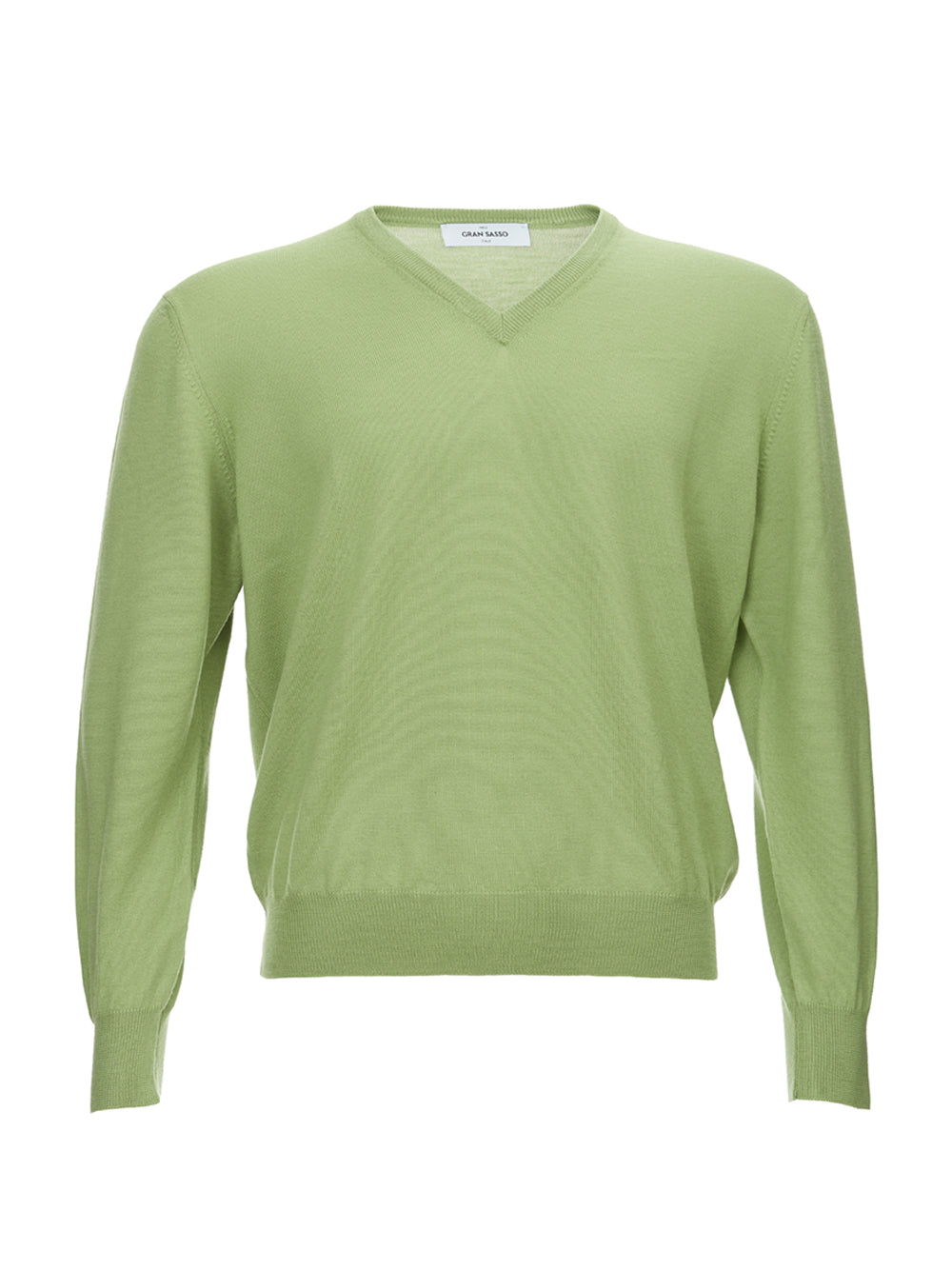 Elegant Green Wool V-Neck Sweater