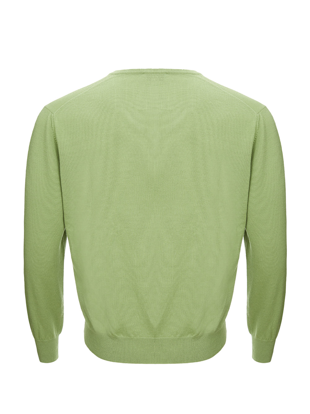 Elegant Green Wool V-Neck Sweater