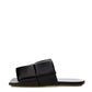 Elegant Black Leather Maxi Intreccio Mule