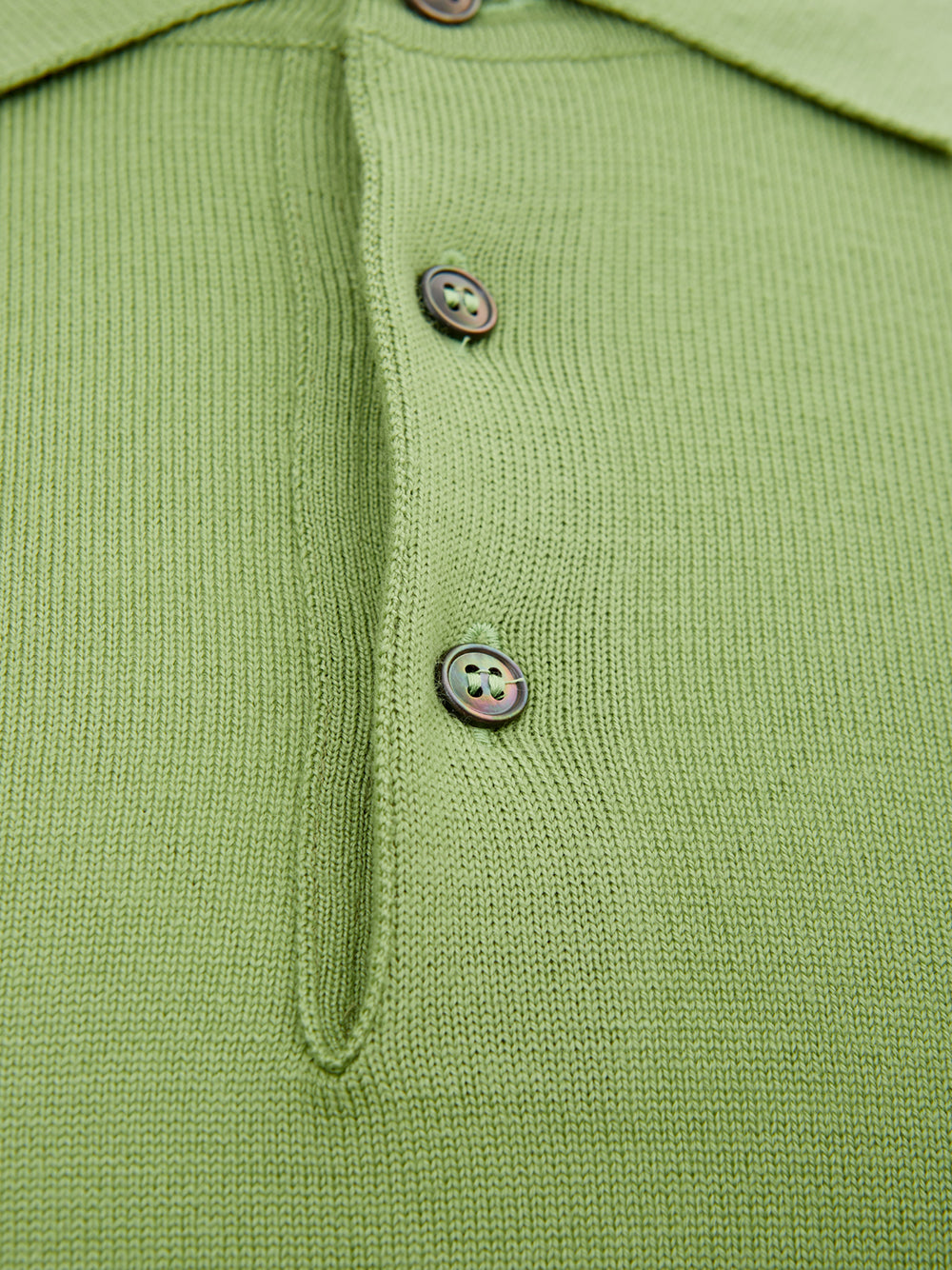 Elegant Green Wool Polo Sweater