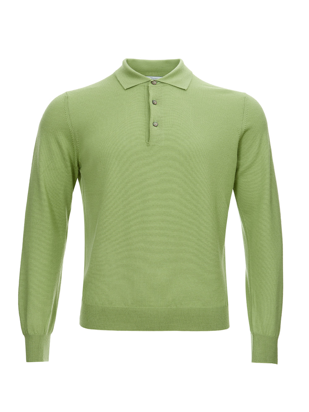 Elegant Green Wool Polo Sweater