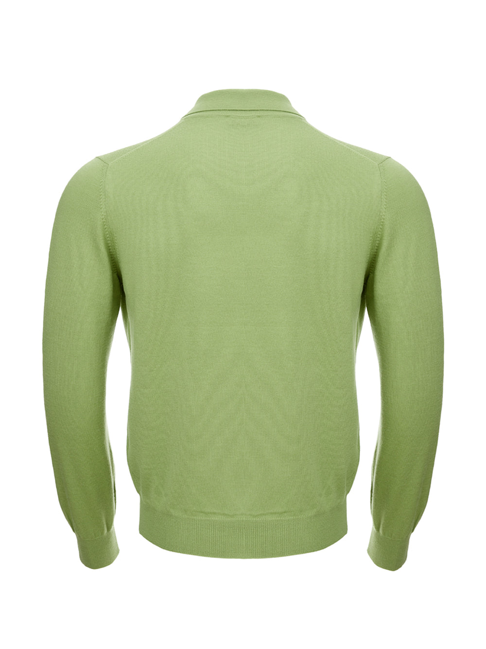 Elegant Green Wool Polo Sweater