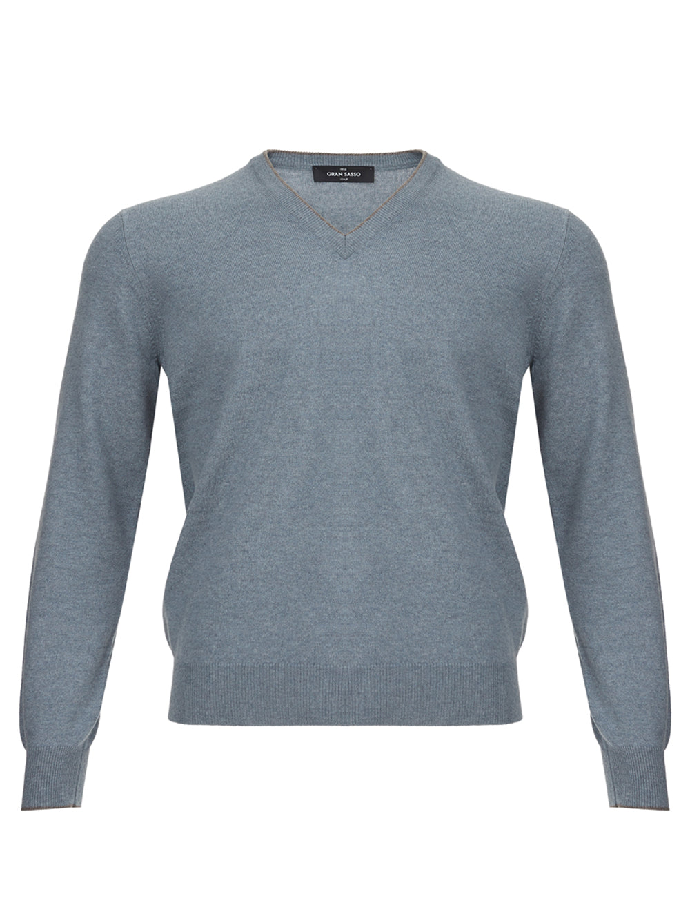 Elegant Grey Cashmere V-Neck Sweater