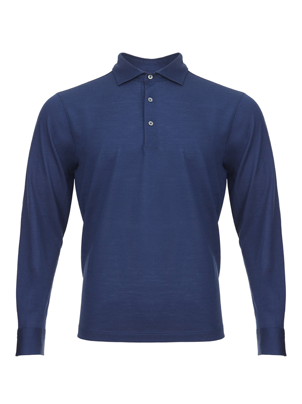 Elegant Blue Wool Polo Sweater