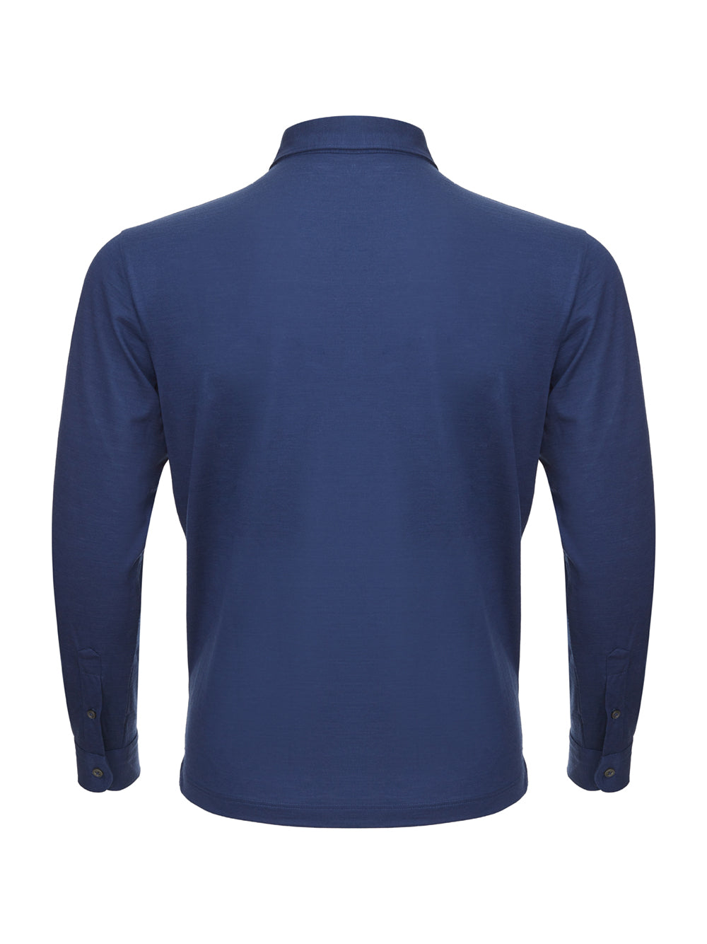 Elegant Blue Wool Polo Sweater