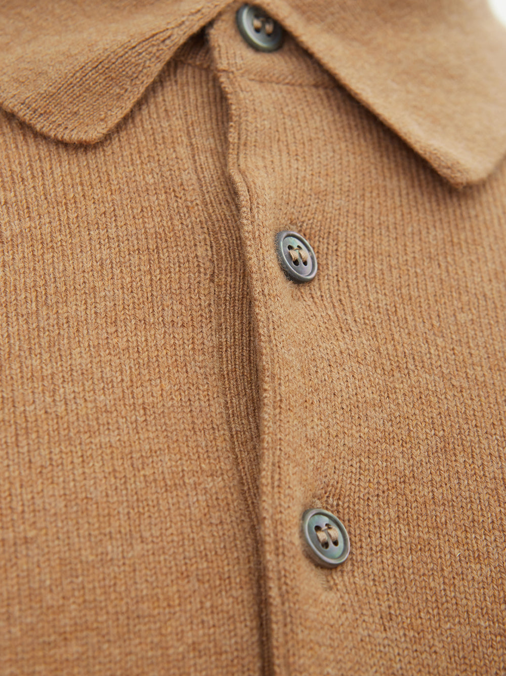 Elegant Caramel Wool Polo Sweater