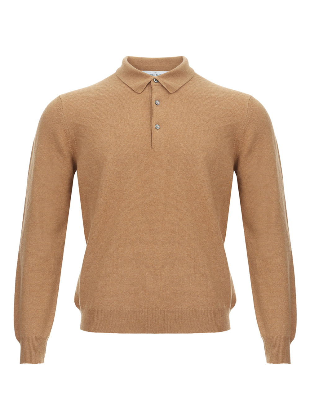 Elegant Caramel Wool Polo Sweater