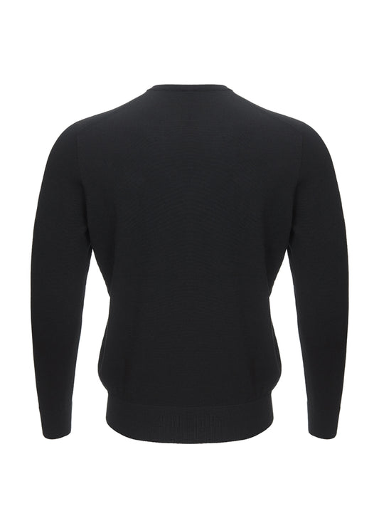 Elegant Black Wool V-Neck Men's Sweater