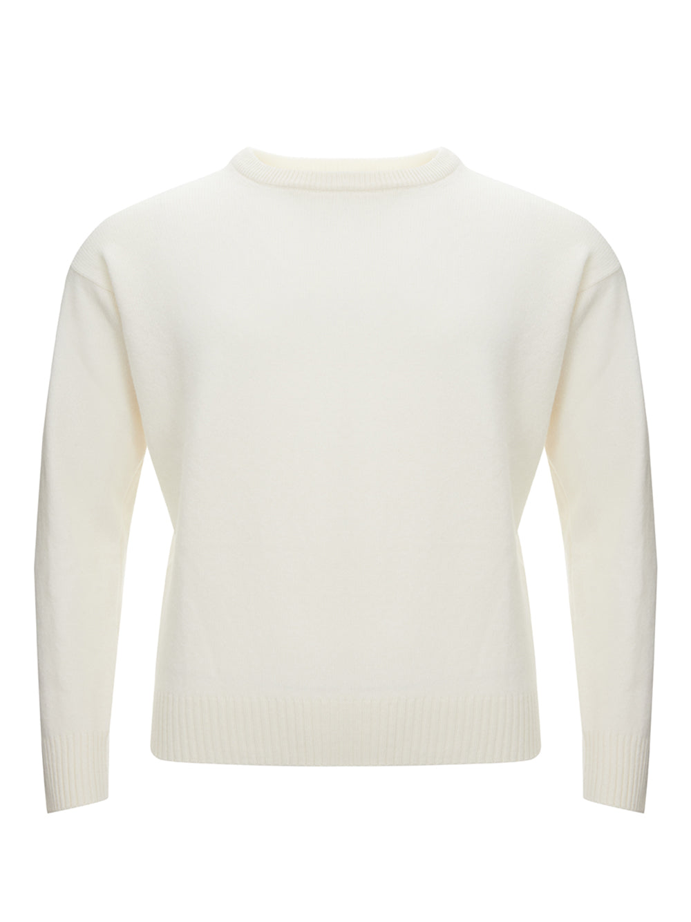 Elegant White Geelong Wool Sweater