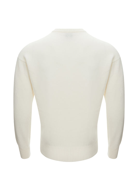 Elegant White Geelong Wool Sweater