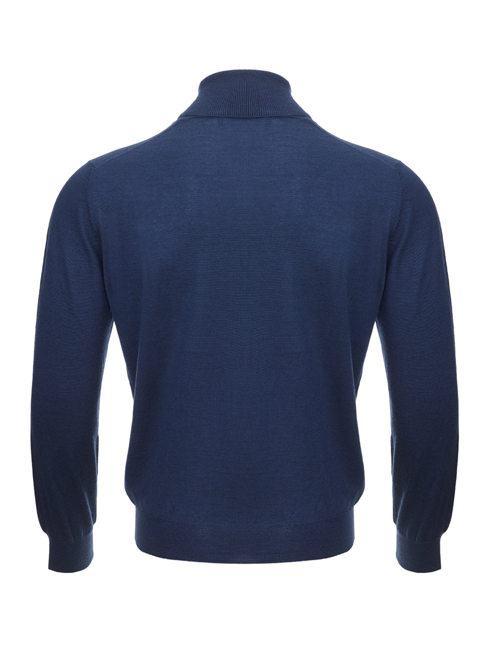 Elegant Cashmere & Silk Blue Turtleneck