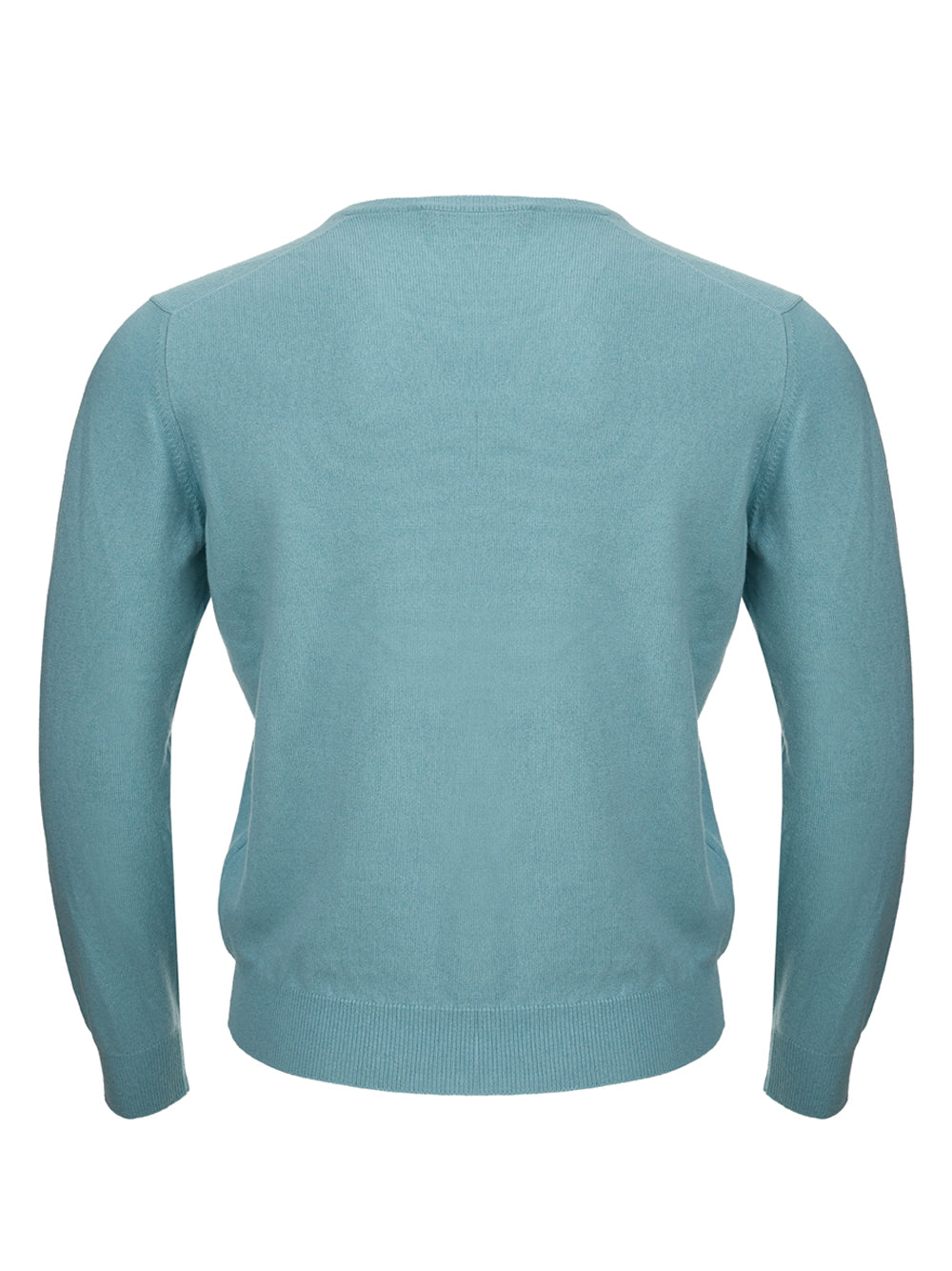 Elegant Light Blue Cashmere V-Neck Sweater