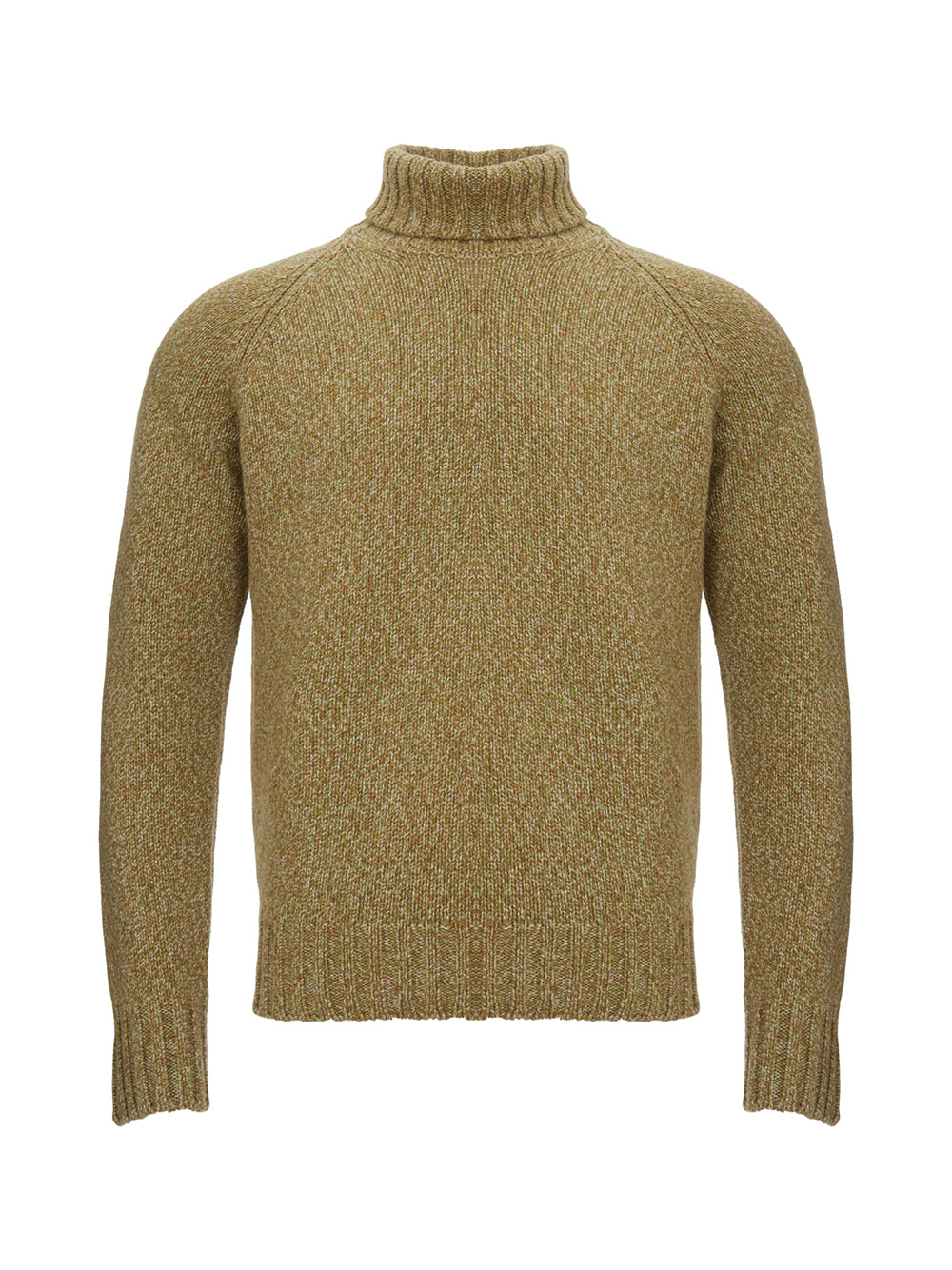 Elegant Khaki Cashmere Turtleneck Sweater