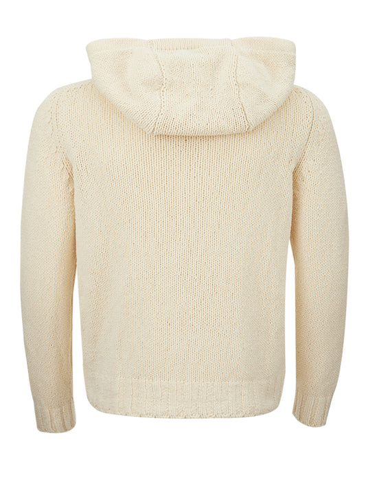 Cream Hooded Italian Cotton Cardigan