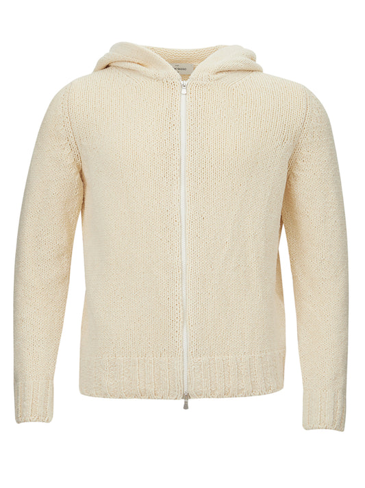 Cream Hooded Italian Cotton Cardigan