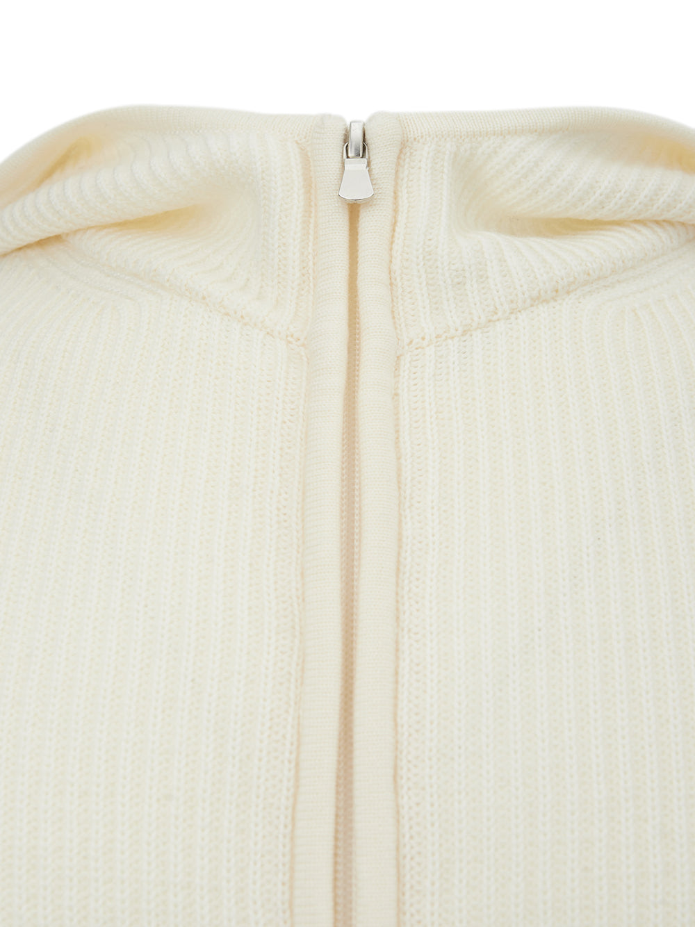 Elegant White Wool Hooded Cardigan