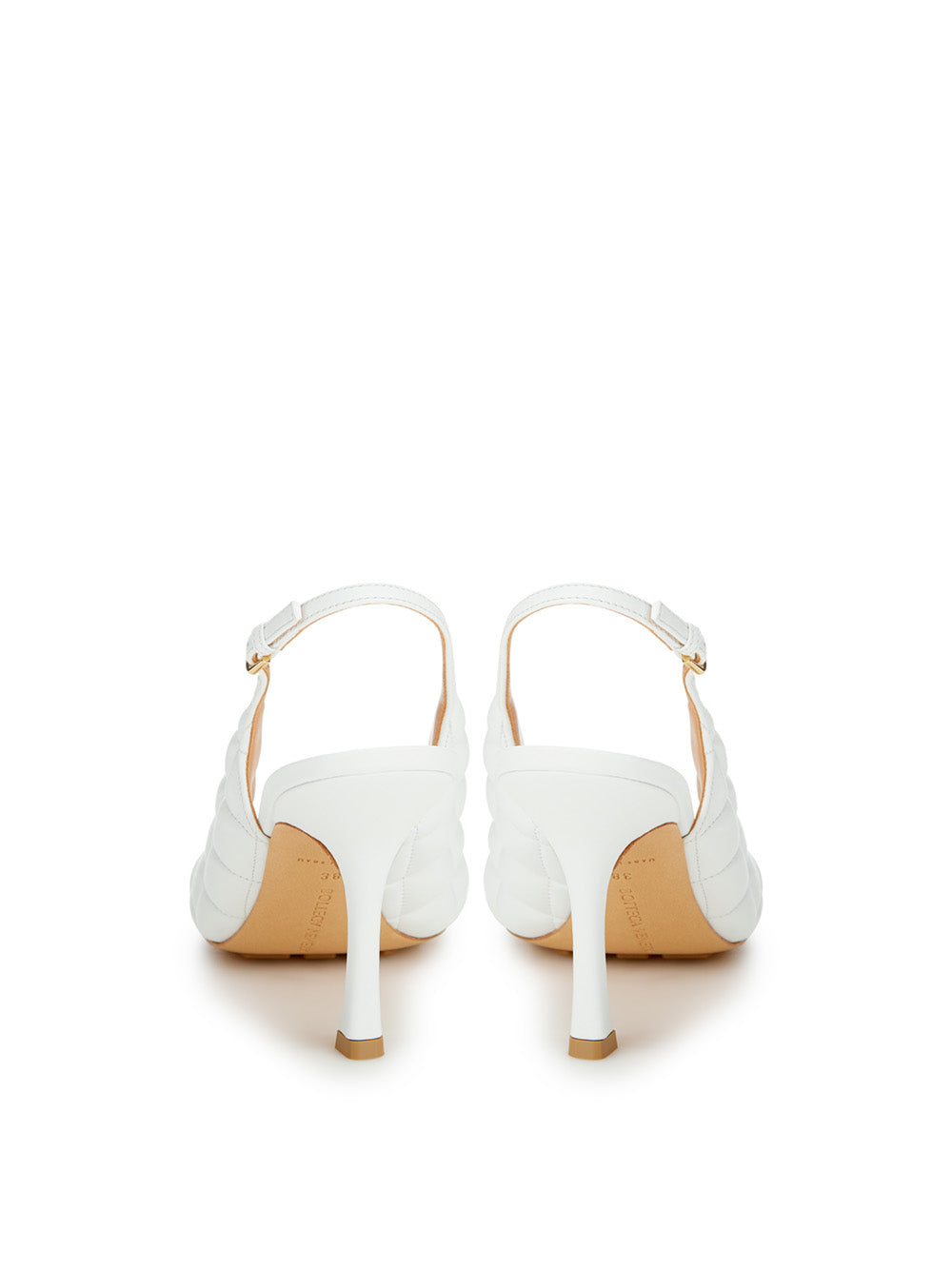 Elegant White Nappa Matelassé Slingback Décolleté