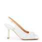 Elegant White Nappa Matelassé Slingback Décolleté