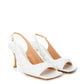 Elegant White Nappa Matelassé Slingback Décolleté