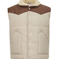 Elegant Beige Quilted Vest with Eco-Leather Details