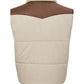Elegant Beige Quilted Vest with Eco-Leather Details