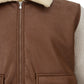 Elegant Wool and Eco-Leather Jacket with Fur Collar