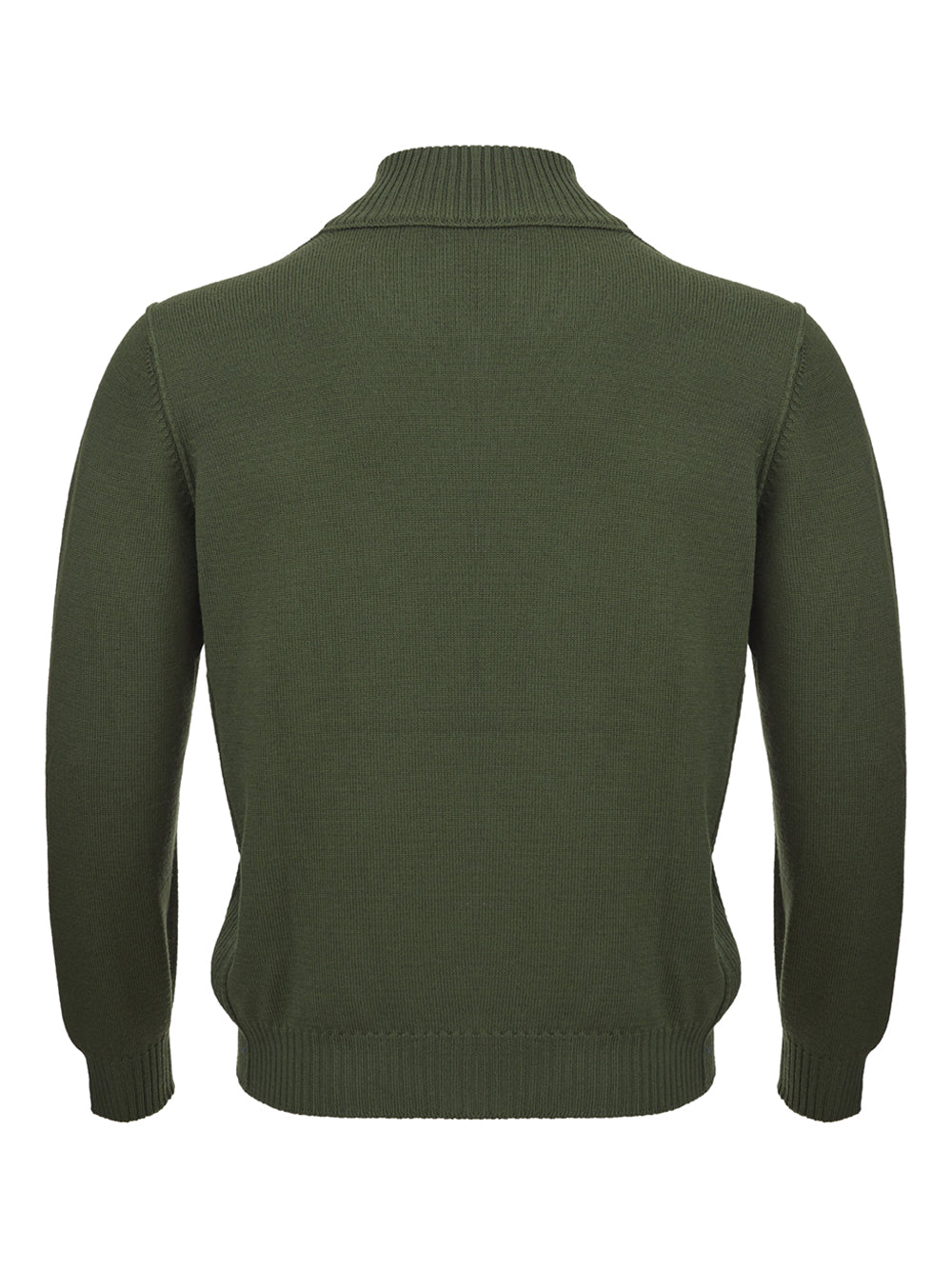 Elegant Green Wool Mock Zip Sweater